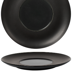 Flat Plate Wide Rim Glassy Black