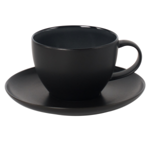 Cup and Saucer Set 350 cc Glassy Black